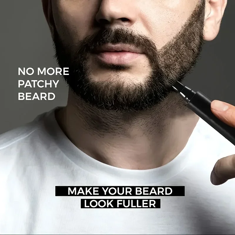 1 Set 4 Tip Men Dye Beard Color Filling Pen Bristle Brush Coverage Black Brown Hair Cut Styling Pencil Hair Dye Beard Coloring