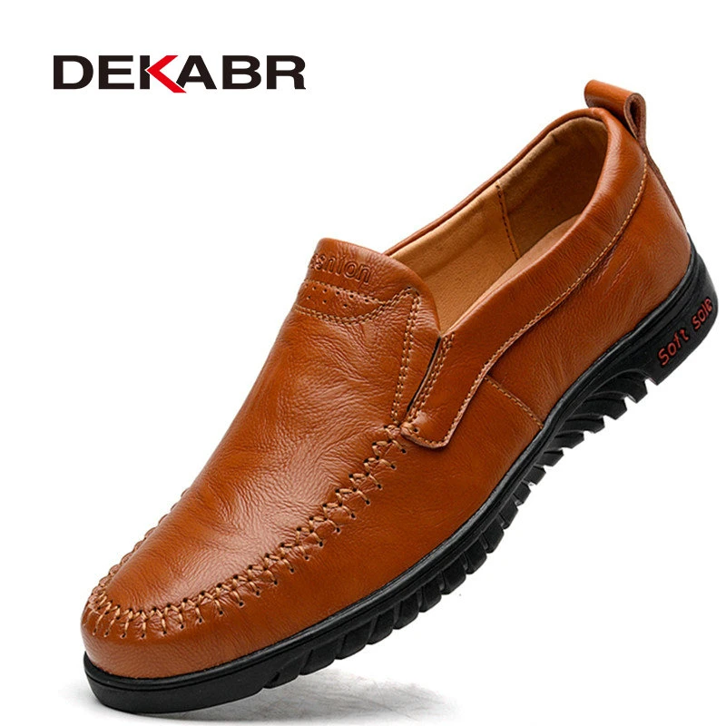 DEKABR mocasines de genuino para hombre, zapatos informales de lujo, a la moda, transpirables, sin cordones, talla 37 ~ 47|Mocasines| - AliExpress