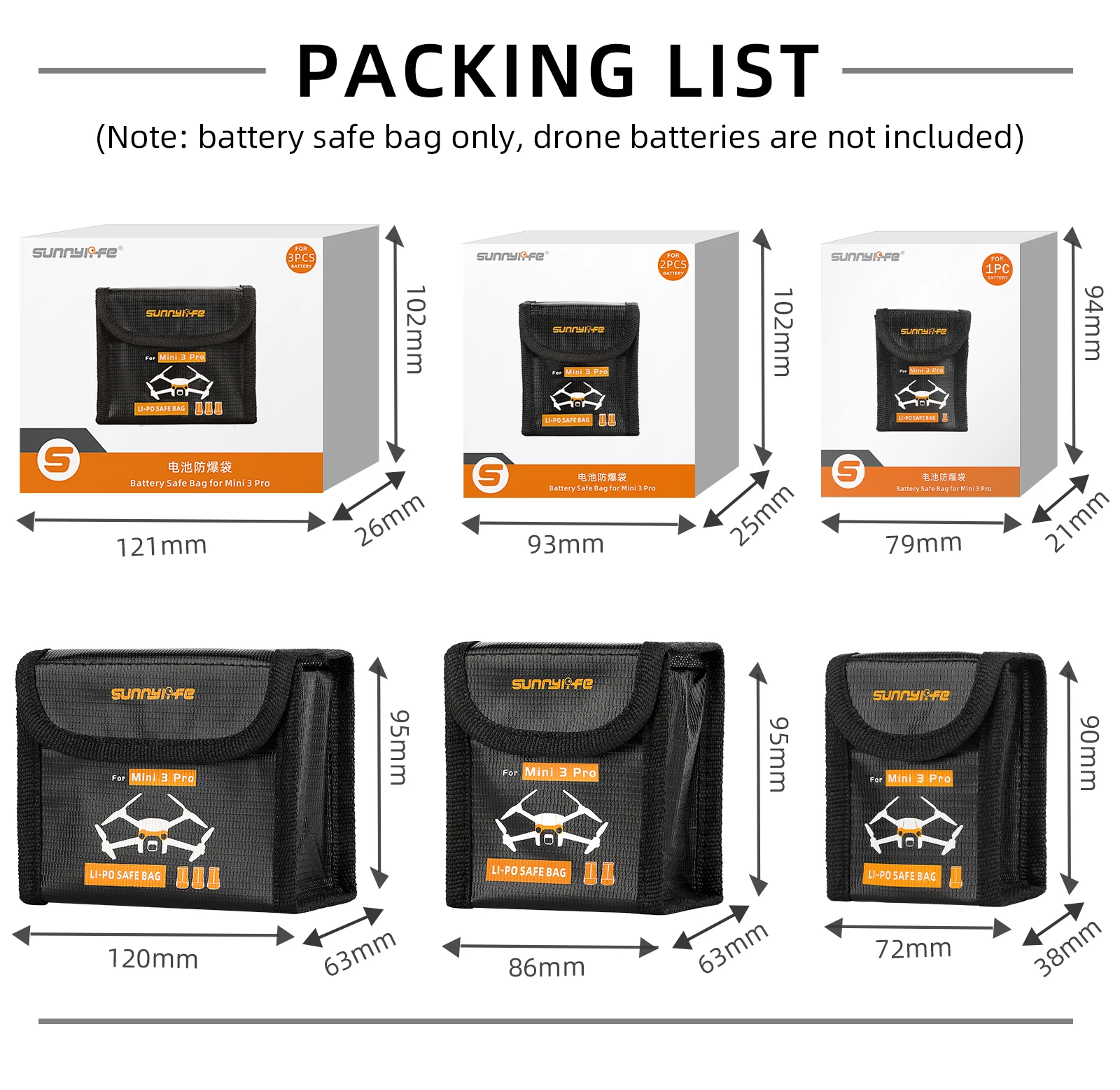 LiPo Battery Safe Bag DJI MINI 3 Explosion-proof Protector Bag Battery Storage Case DJI MINI 4 Pro/3 Pro Drone Accessory drone accessories