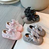 Children's Board Shoes 2024 Spring Autumn New Girls Non-slip Bow Toddler Flats Sequined Princess Loafer Soft-soled 1