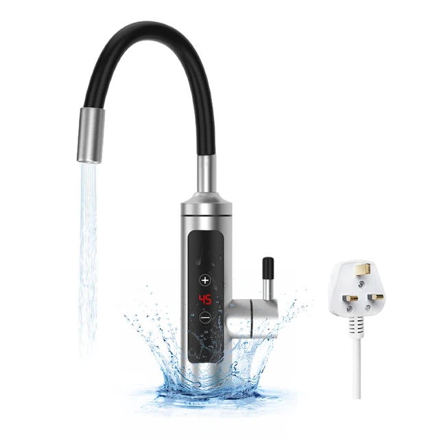 Robinet chauffe-eau instantané 3000 W 360 °   Robinet de cuisine électrique avec affichage de la température LCD, bec flexible pour la cuisine 1