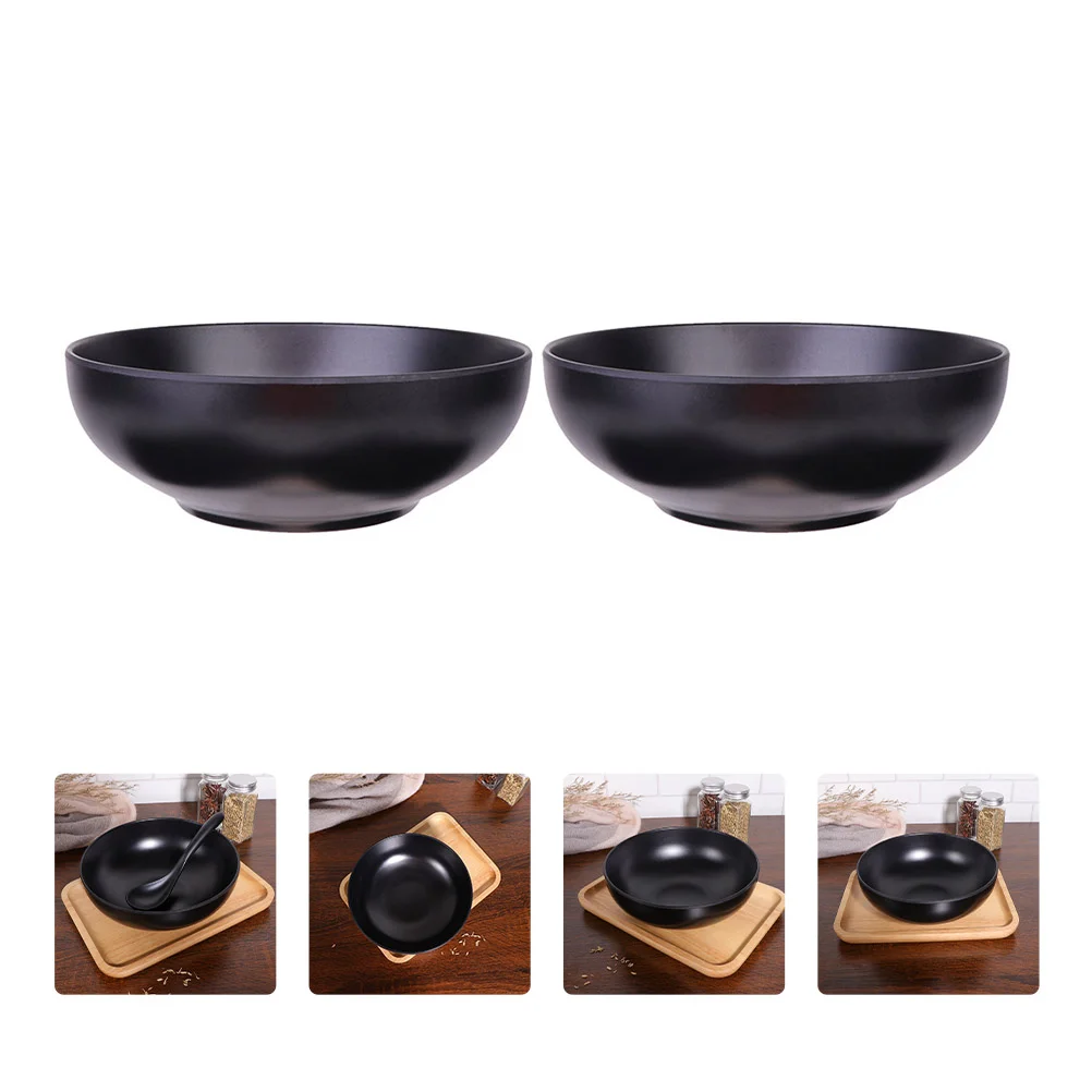 

Japanese Style Ramen Bowls Stylish Food Container Black Noodle Bowls Imitation Porcelain Japanese Ramen Bowls