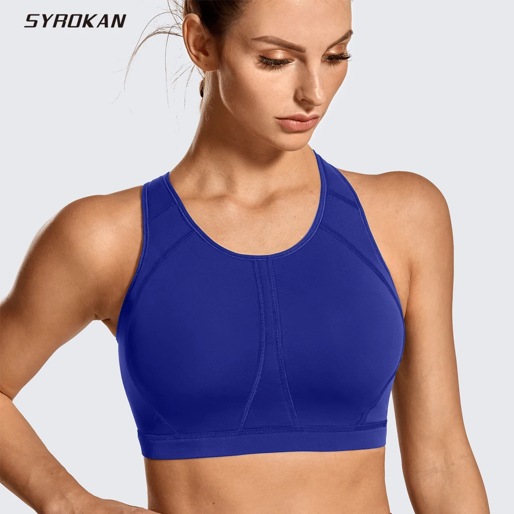 SYROKAN Women Sports Bra High Neck High Impact Racerback Wirefree Full  Coverage Padded Supportiven Underwear Brasieres Clothes