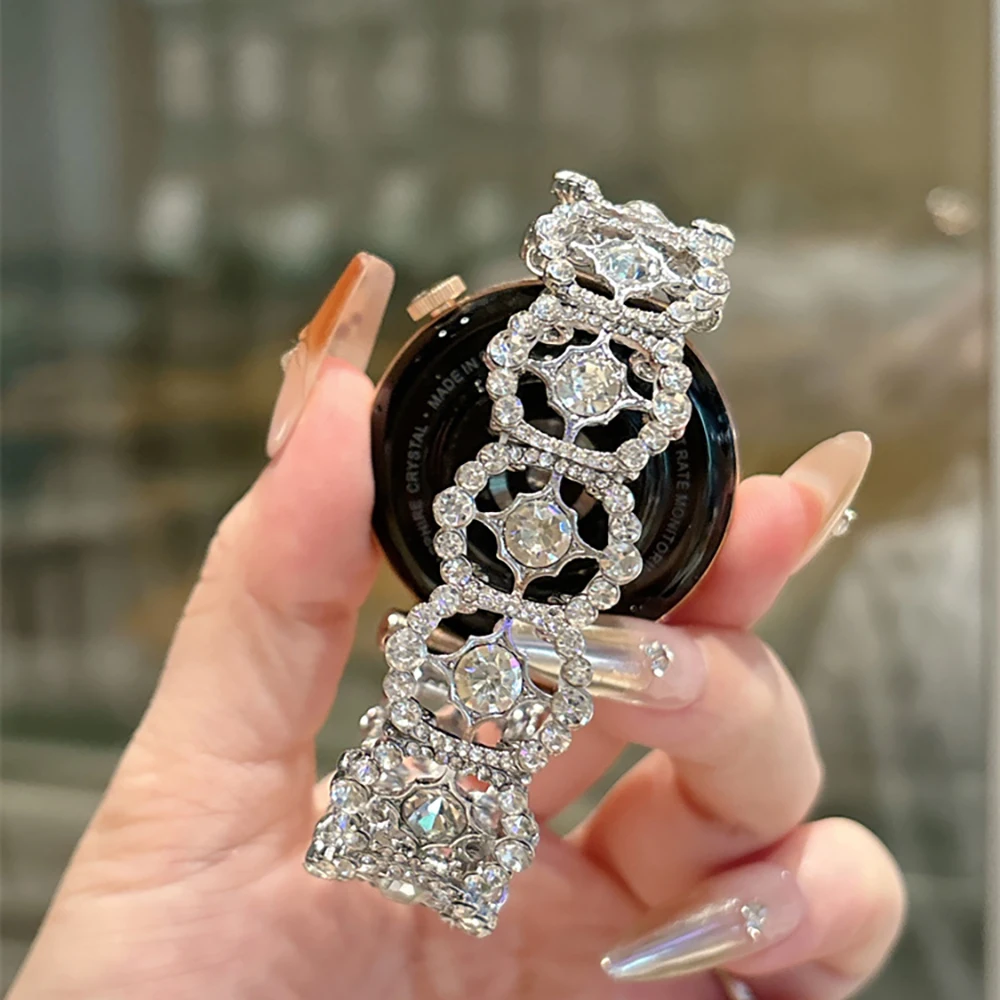 Luxury Bling Diamonds Elastic Metal Bracelet Strap