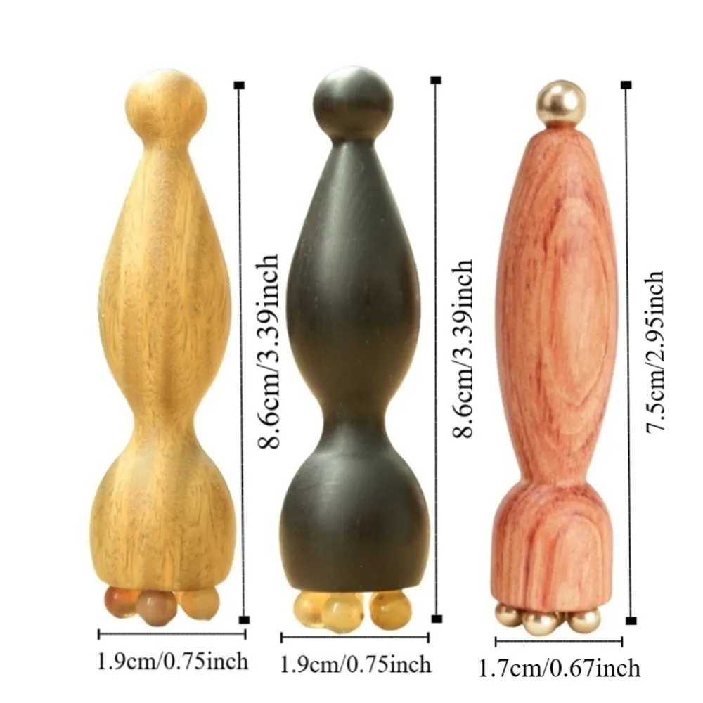 Five Beads Design Sandalwood Lotus Seedpod Massager Face Lifting and Tightening Reduce Puffiness Eye Massage Stick Traditional