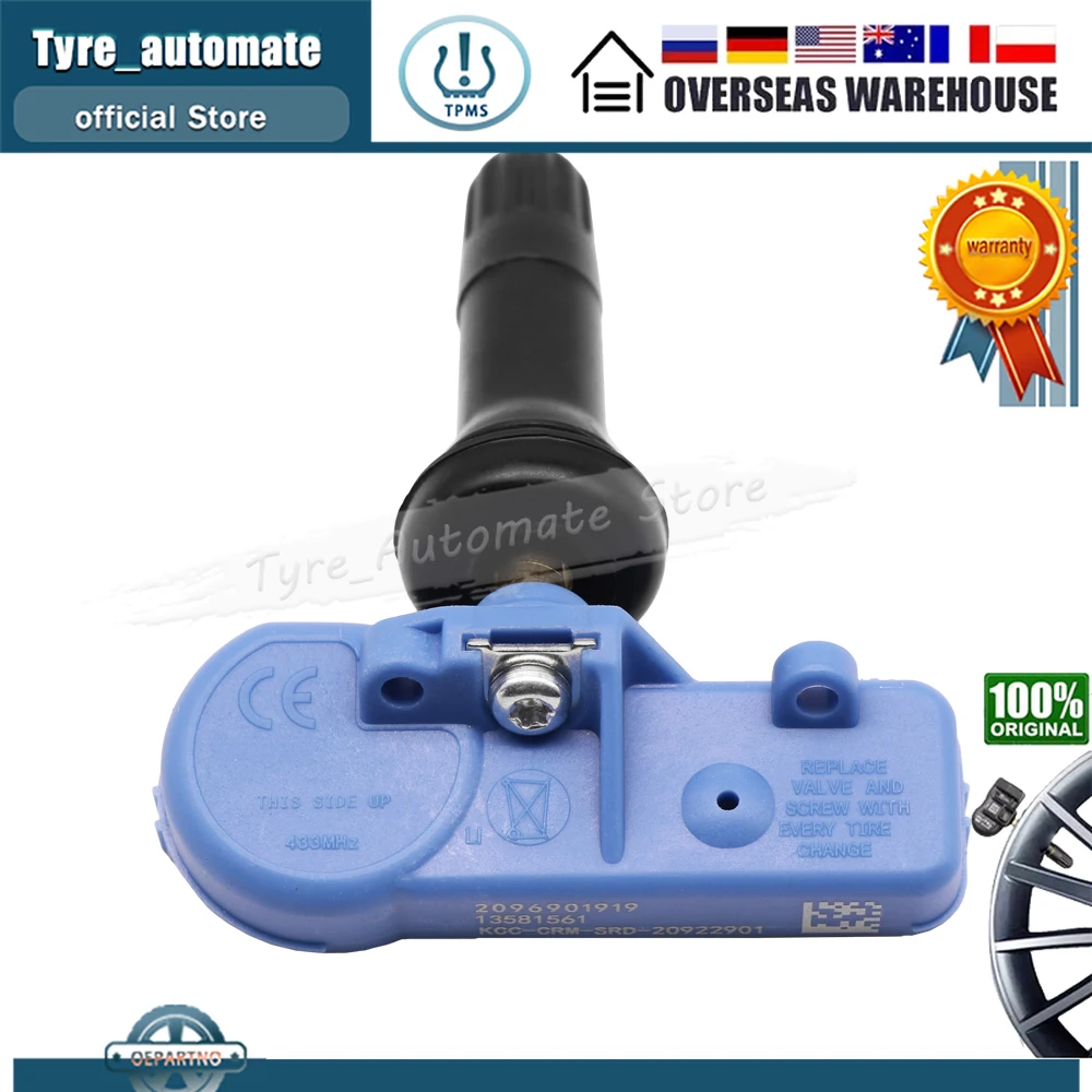Sistema di monitoraggio della pressione dei pneumatici TPMS per 2014-2019 Opel Corsa E Adam Vauxhall Chevrolet 433MHz sensore pneumatici 13581561