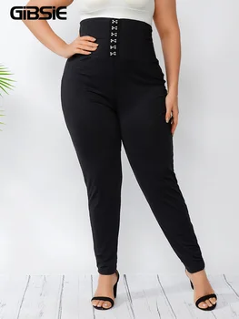 Gibsie plus size women leggings black skinny pants sexy casual office lady high waist leggings women