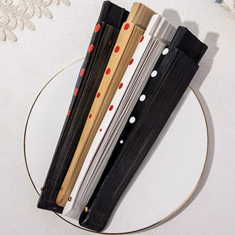 Folding Fan Hand Fan Wooden Hand Fan Flamenco Spanish Folding Fan Dots Pattern Modern Classical Vintage Hand Fan