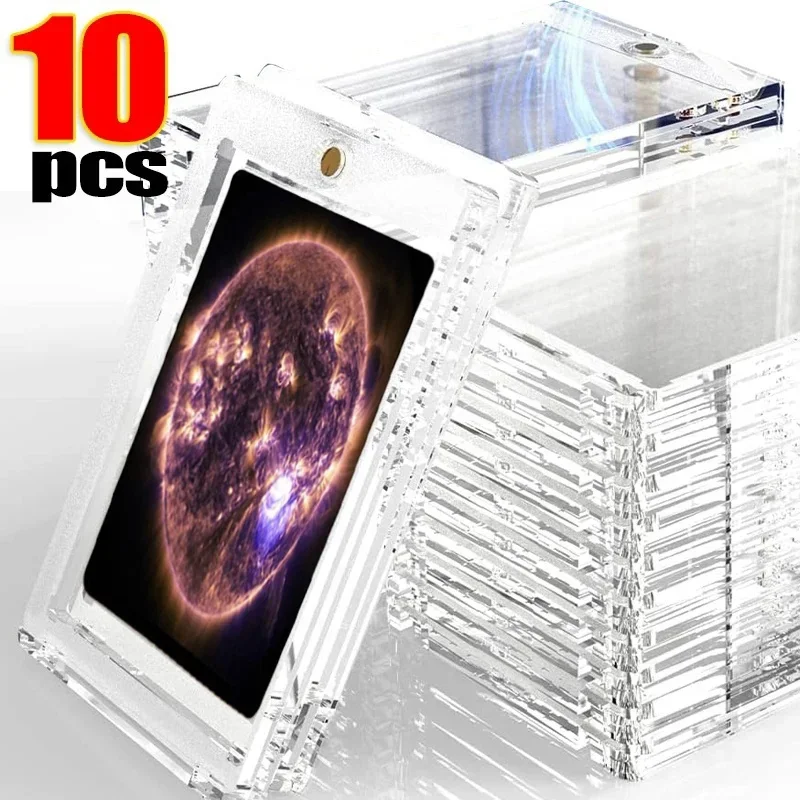 card holder 35PT Hard Magnetic Card Holder Kpop Idol Photo Cards Protector Sports Trading Card Holders Sleeves Display Case 10/1Pcs