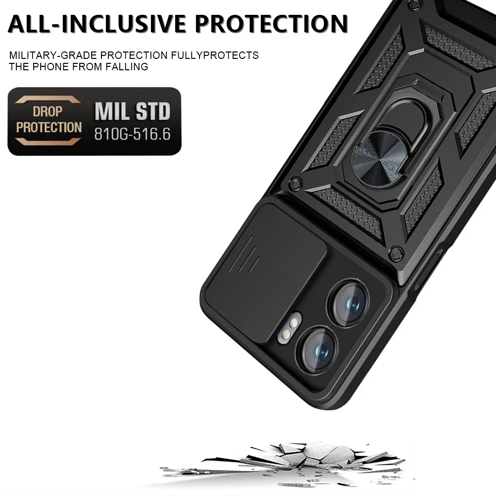 Durable Armor Case with Ring Magnetic Holder and Stand Functionality