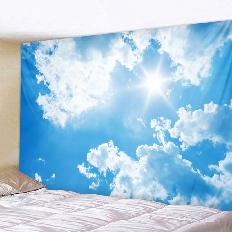 Tapestry Wall Hanging Blue Sky White Cloud Sunset Dusk Background Cloth Bohemian Room Aesthetics Home Decoration Party Decorations Tapestry Decorations