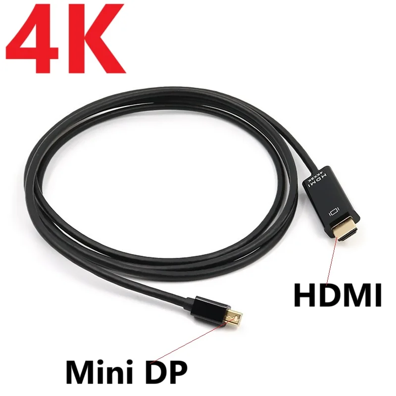 1.8M 4k Mini DP to HDMI-compatible Cable Adapter for MacBook Pro Air Mini DisplayPort Thunderbolt to HDMI Converter Cable