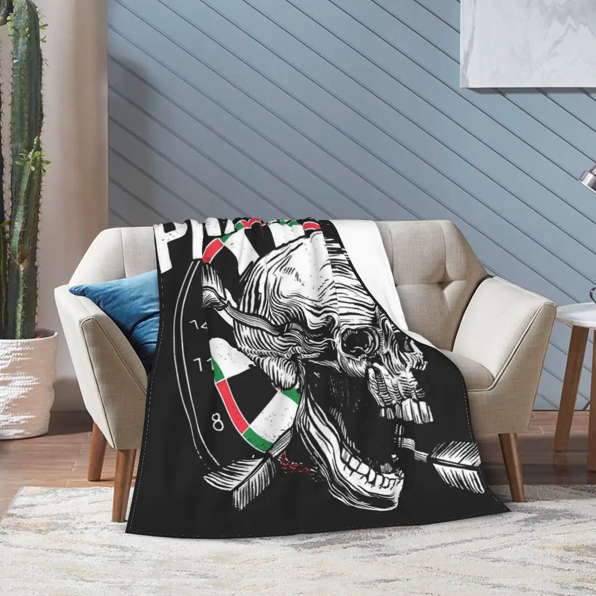 

Play Hard Darts Skull Flannel Fleece Blanket For Kids Teens Adults Soft Cozy Warm Fuzzy