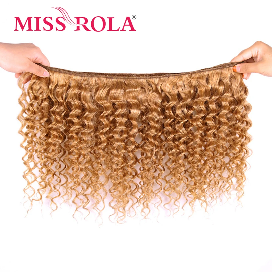 Miss Rola Brazilian Deep Wave Human Hair Bundles 1/3/4 Bundles 27# Blonde 99J BUG Ombre Remy Hair Extensions Double Wefts