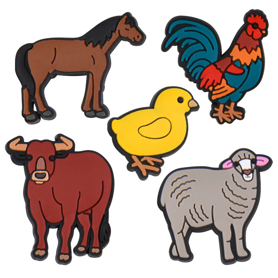 Dijes de dibujos animados para niños, decoración de zapatos de animales,  zoológico, pato, oveja, vaca, pollo, regalos de cumpleaños, 1-10 piezas -  AliExpress, image size:960x960