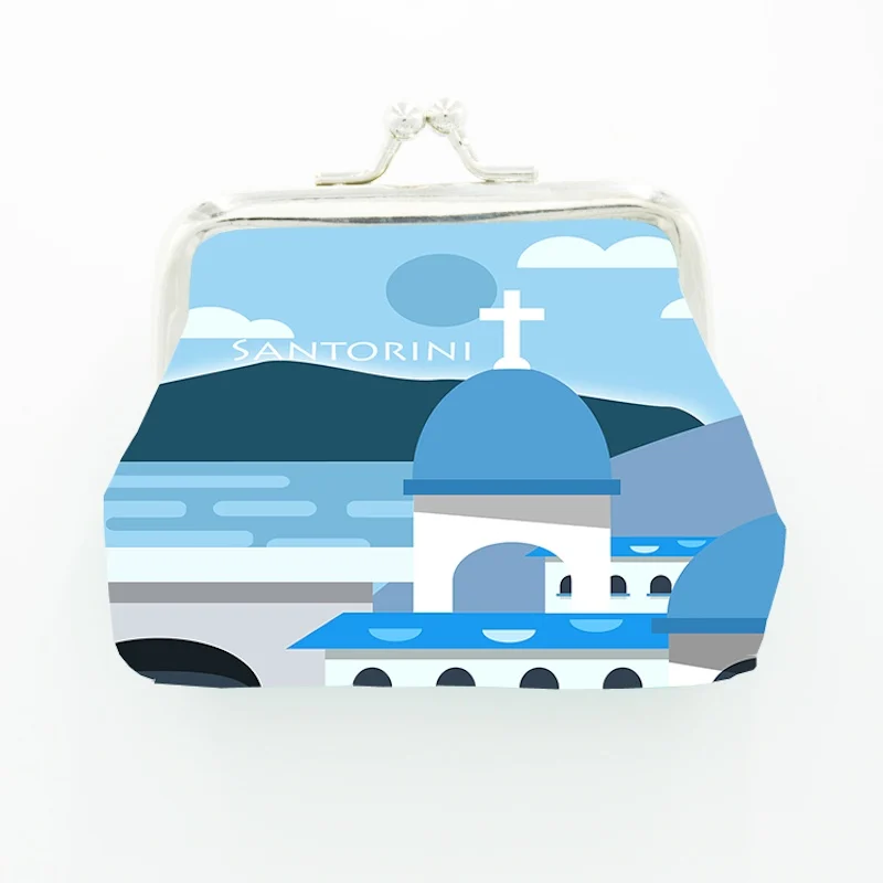 24PCS/Lot Customized  PU Leather Coin Purse Full-Color Printing Wallet Logo Artist Designer Greece Souvenir Wholesale Bag Pouch