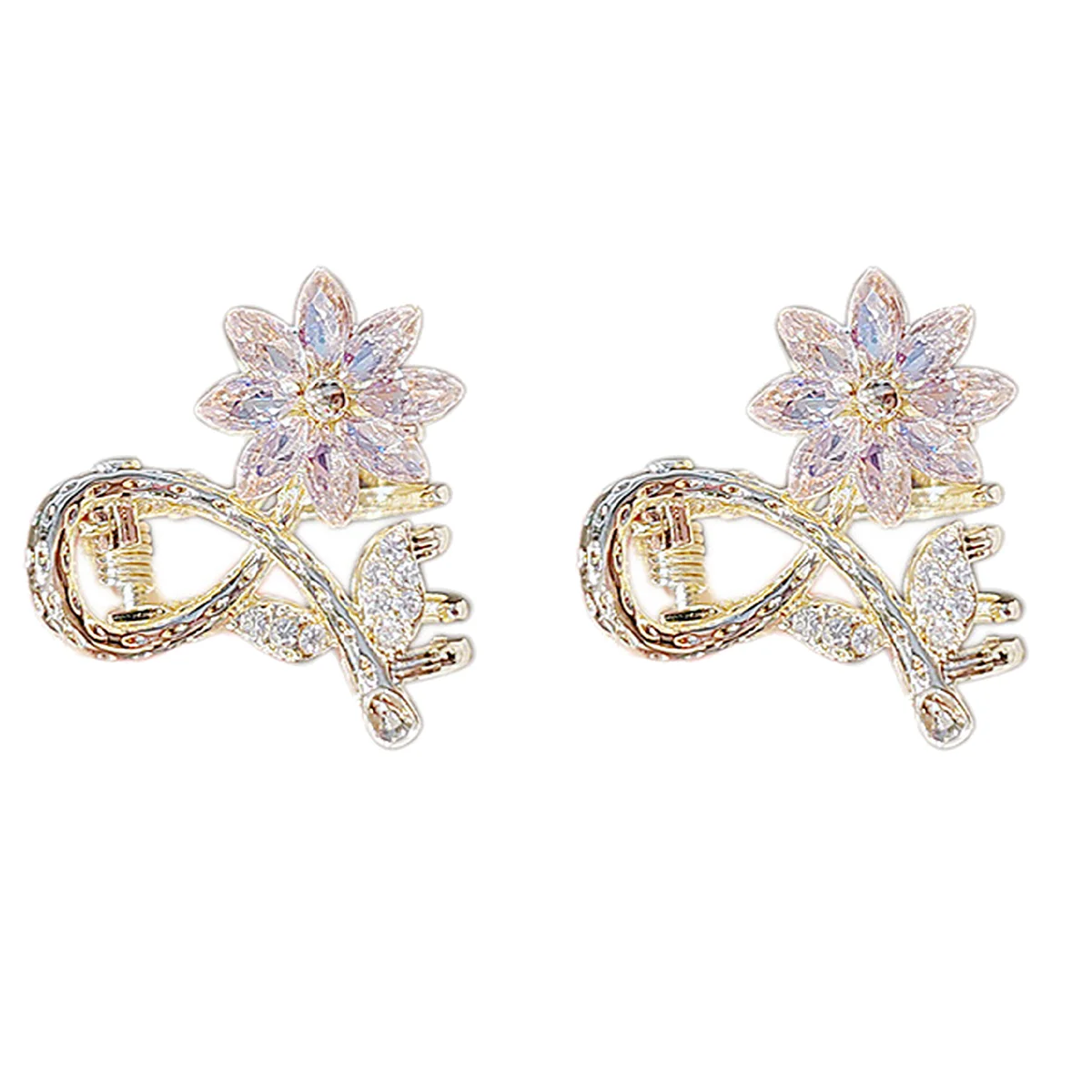 

2Pcs Crystal Hair Claw Clips Mini Flower Hair Clamp Holder Hair Styling Tool