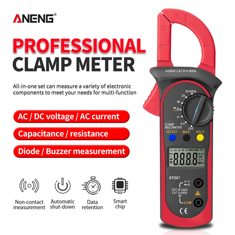 ANENG ST201 Digital Clamp Multimeter Resistance ohm Tester AC DC Clamp