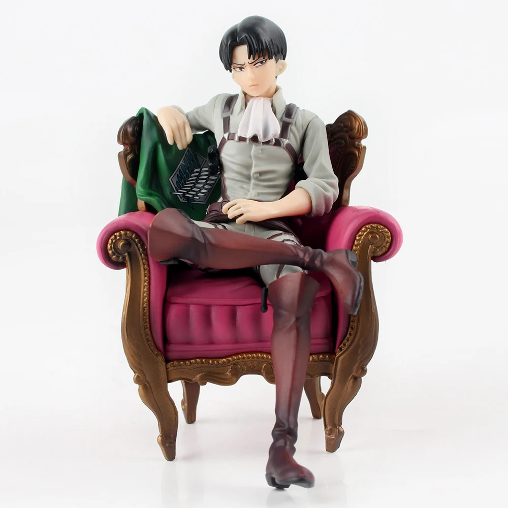 

13cm Cool Figur Toy Mini Anime Figur Toy Attack on Titan Levi Ackerman Solider Levi Sleeping Chair Ver. PVC Action Toy Figure