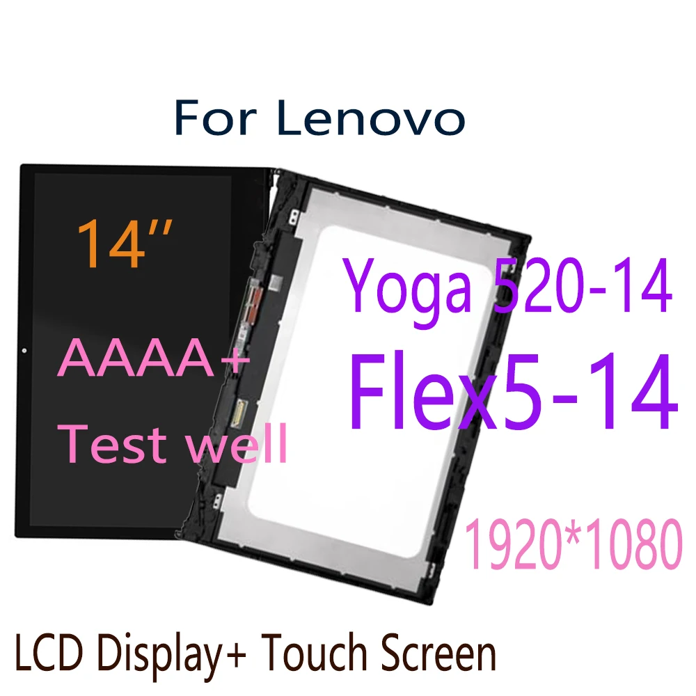 Assemblea Lcd A 14 Pollici Del Convertitore Analogico/Digitale Del Touch Screen Dell'Esposizione Di Lenovo Yoga 520-14 520-14Ikb Flex5-14 Con La Lunet
