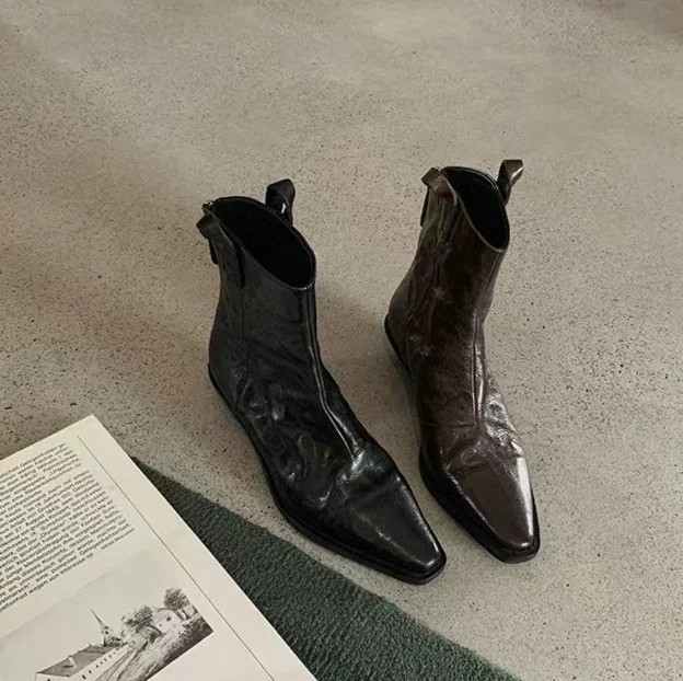 2024 Höst/vinter Ny Casual, spetsig V-ringad Cowboy Tjockklack Martin Kvinnors Korta Ben Långa Tunna Stövlar_voghion.com