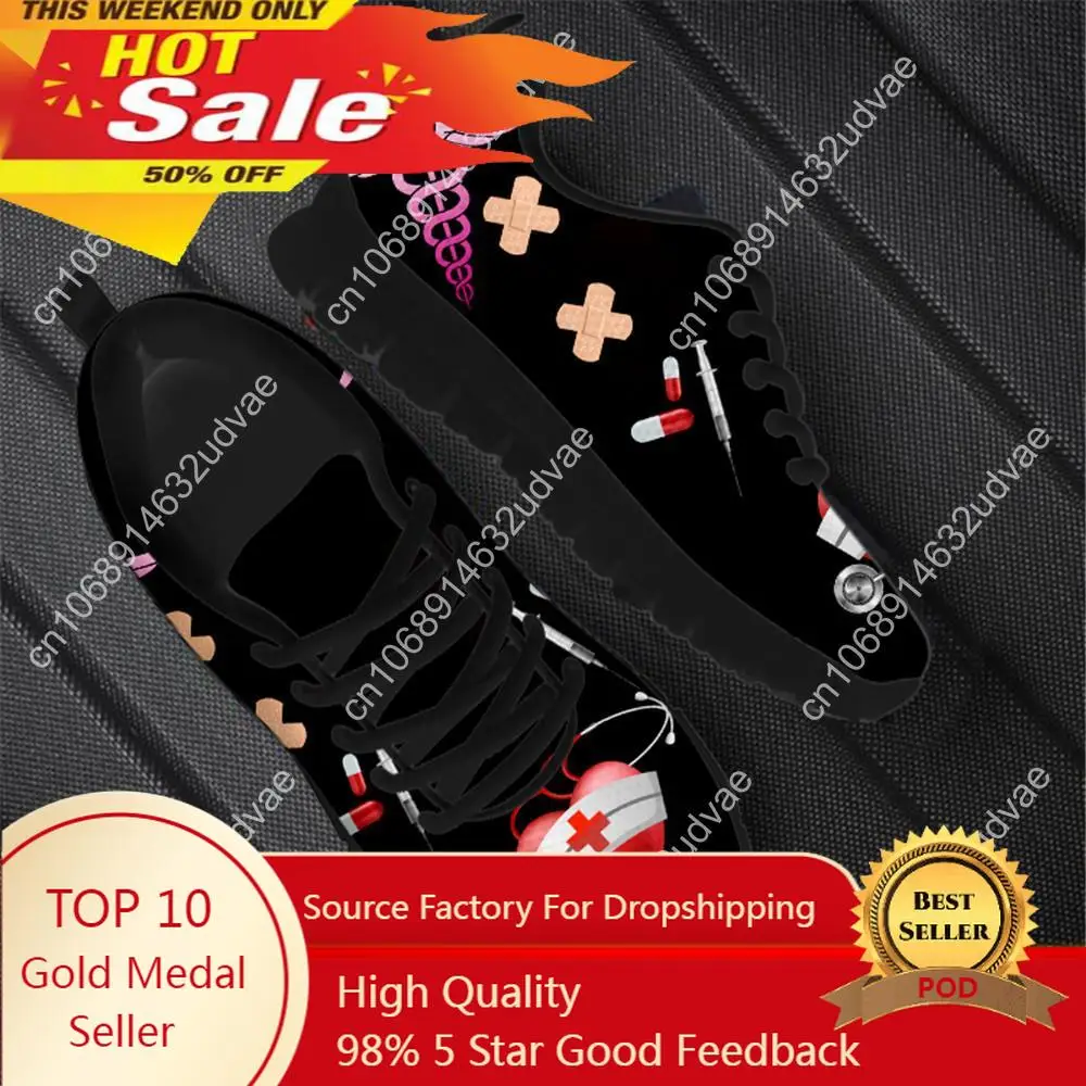 Fashion Paramedic EMT EMS Pattern Flat Shoes For Women Autumn Spring Soft Sneakers Lightweight Outdoor Sport Shoes