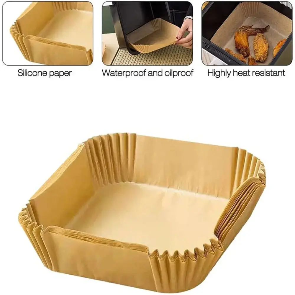 Air Fryer Disposable Parchment Paper Liner Square Round Oil-proof Paper Tray Non-Stick Baking Mat AirFryer Accessories