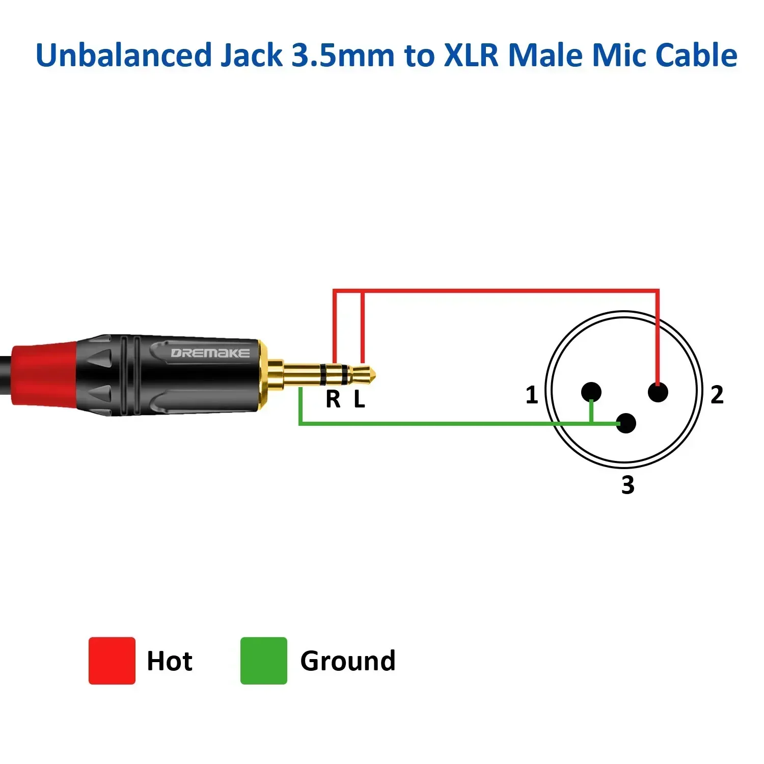 XLR to 3.5mm Unbalanced Male Microphone Audio Cable
