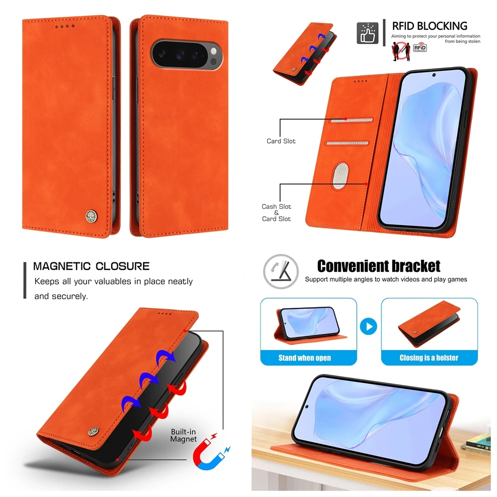 Premium RFID Blocking Magnetic Leather Wallet Card Case with 3D Logo Badge