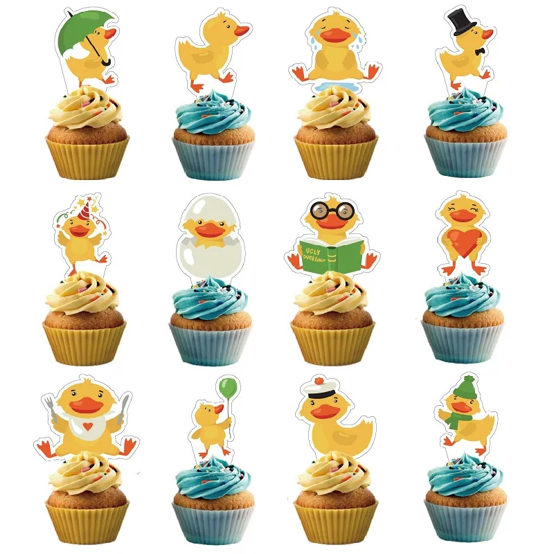 Cake topper cake decorations cake toppers duck theme children's birthday party cake decoration yellow duck cake toppers duck happy birthday insert