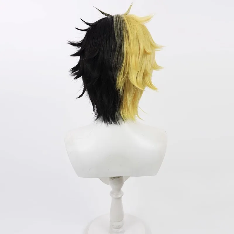 Anime Mashle Magic and Muscles Rayne Ames Cosplay Wigs Adult Unisex Heat Resistant Synthetic Black Yellow Hair Party Accessory