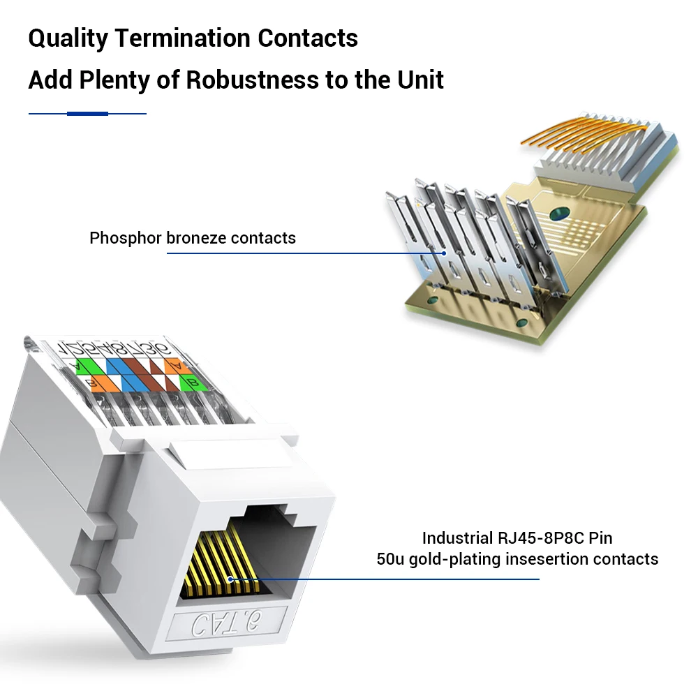 Zoerax-keystone Jack Ferramenta sem Punch-down Ferramenta Necessária Branco Módulo Acoplador Não Rj45 Cat6 Cat5e 10 Pack - Imagem 6