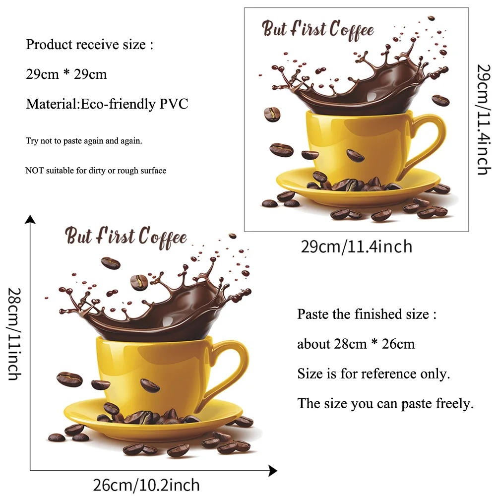 Creative coffee cups wall sticker for cafe background decoration wallpaper living room home decor self-adhesive decals