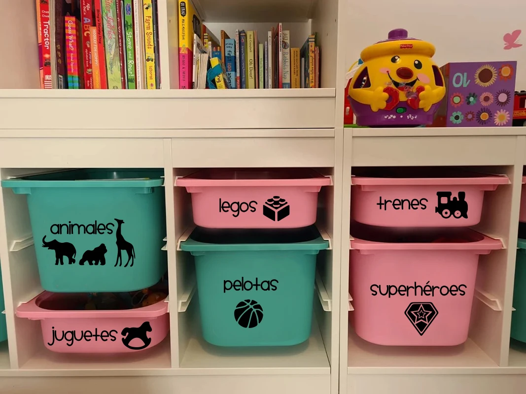 Wall Stickers Cartoon Spanish for Kids Room Toy Organization
