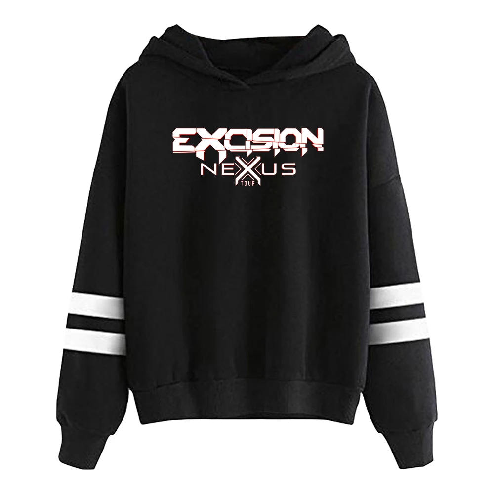 

Excision Nexus Tour 2024 Merch Unisex Pocketless Parallel Bars Sleeve Streetwear Men Women Hooded Sweatshirt Hip Hop Clothes