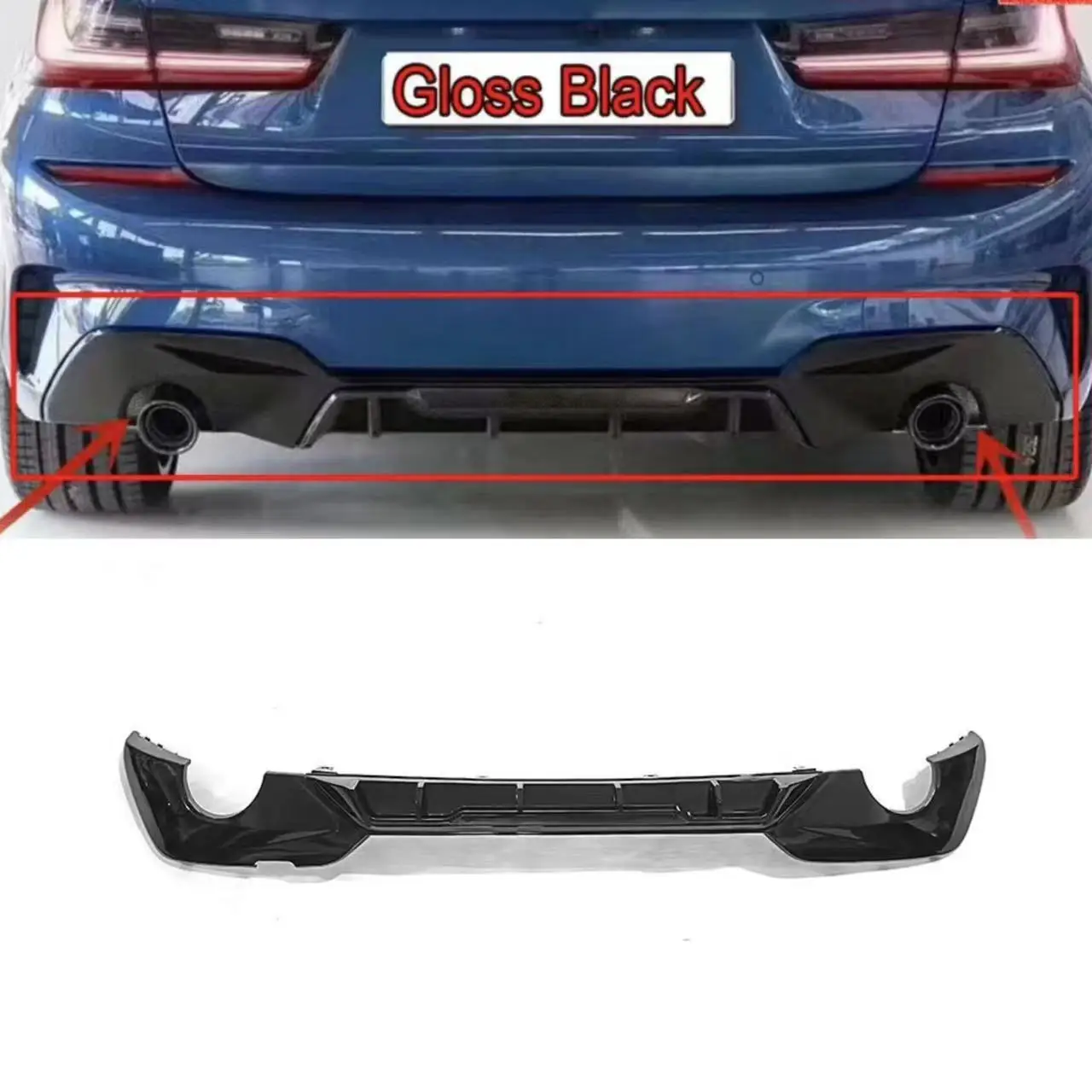 

For 2019-2022 3series G20 MP Rear Bumper Diffuser Spoiler Lip Trunk Wing Body Kit Splitter Cover Trim