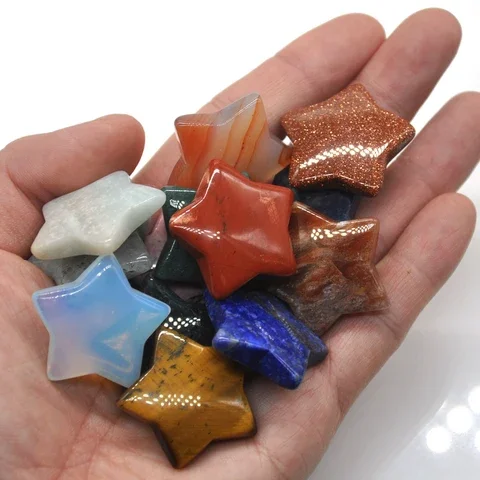 

30MM Natural Crystals Star Shaped Lapis Lazuli Amethyst Rose Quartz Healing Gemstone Polished Stones Pendant Minerals Wholesale