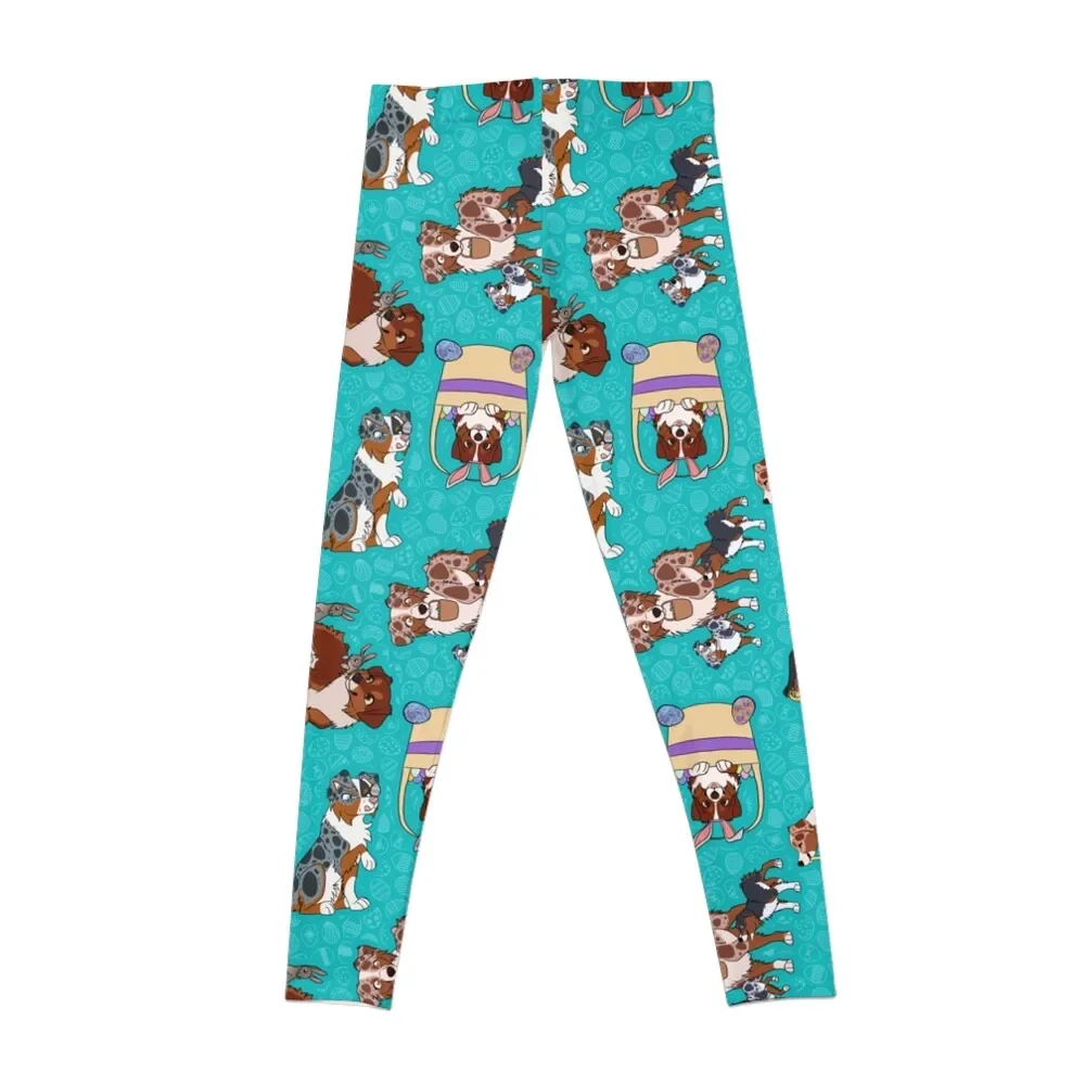 Miniature American Shepherd Easter Pattern Leggings sportswear gym Sports pants woman Women sportwear Womens Leggings