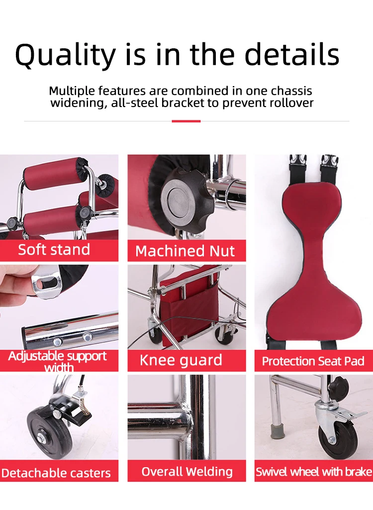 Assisted Lower Limb Walking Path Stand Walker Frame Equipment Stroke Hemiplegia Training Walker Rollator with Handbrake 6
