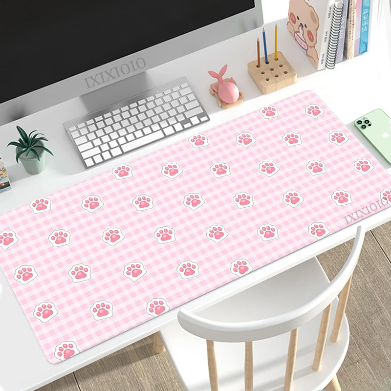 Gato Kawaii Pata Mouse Pad Gamer xl Novo Computador em Casa Personalizado Mousepad Xxl Tapetes de Mesa Antiderrapante Macio de Borracha Natural - Imagem 5