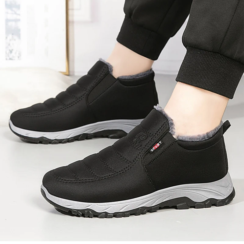 Waterproof Winter Boots for ​Men's  2025 New Plush Snow Boots ​Men's Ankle Boots Warm Black Couple Cotton Couples Platform Shoes - 3
