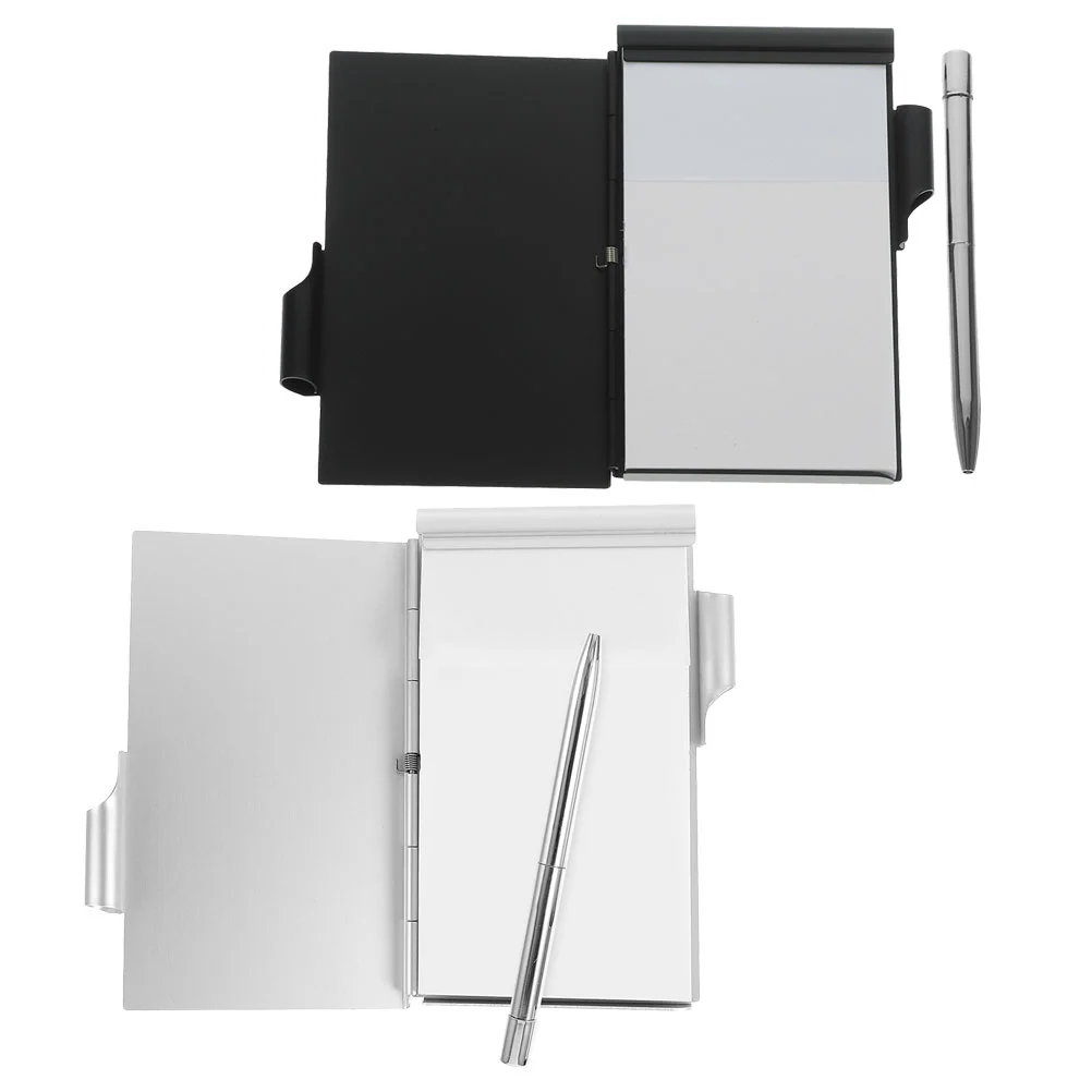 2 Sets Tear-off Mini Card Box Notebook Notepad Notebooks Aluminum Alloy Small Pads