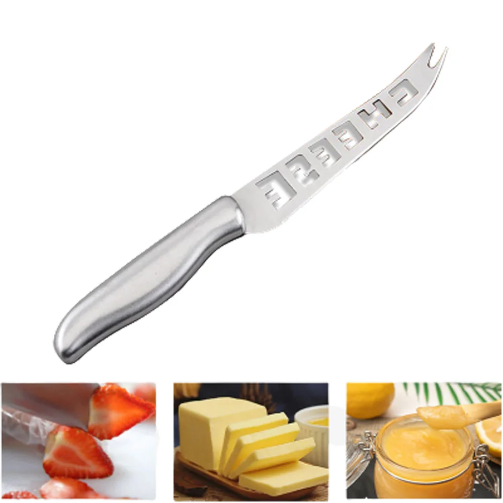 Cheese Knife Stainless Steel Cheese Knife With Fork Tip Serrated Cheese Butter Slicer Cutter Pizza Tools Kitchen Accessories