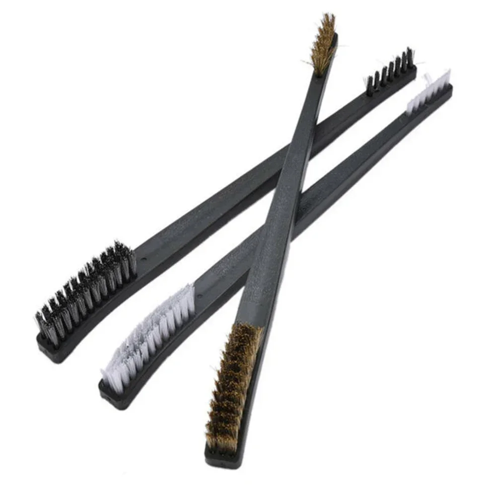 5pcs Double Head Wire Brush Set Steel Brass Nylon Cleaning Polishing Metal Rust Double Headed Rust Removal And Cleaning Brush 5