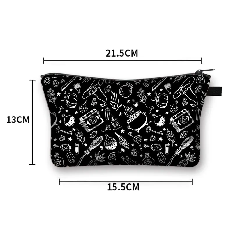 Witchy Woman Cosmetic Case with Moon Star Makeup Bag Magical Hat Furnace Moon Cat Storage Organizer Witchcraft Cosmetic Bags 4