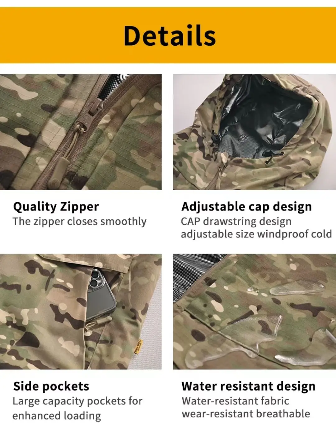 Militärische Herren-Wärmereflektions-Tarnjacke -20 ° C Winter Wasserdichter Thermomantel Locker Sitzende Outdoor Taktische Jagdbekleidung – Detail 1