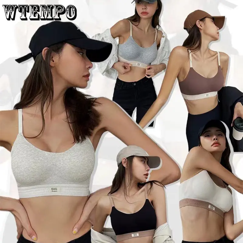 

Sports Underwear Women Jelly Strip Thread Letter Bralette Casual Push Up Sexy Seamless Sensual Lingerie Backless Invisible Bra