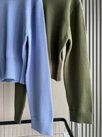 Loose sleeve round neck knitted sweater 2025 new product ladies ultra-wide ribbed hem long sleeve short cardigan - Image 5