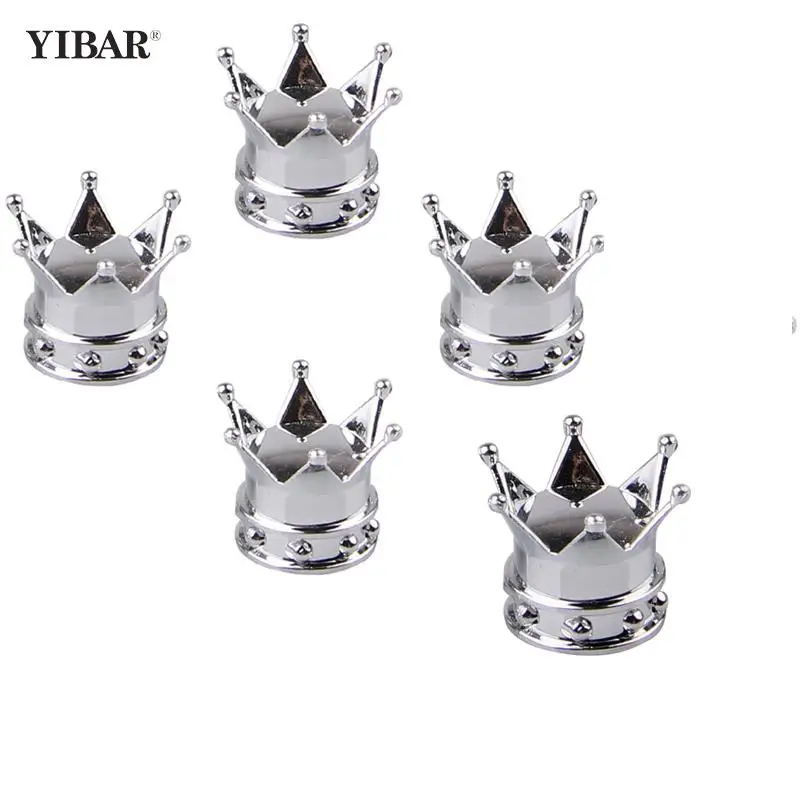 

5/1pcs Bicycle Tire Valve Caps Universal Dustproof Silver Color Crown Tyre Wheel Stem Air Valve Caps Tire Valve Auto Truck Bike
