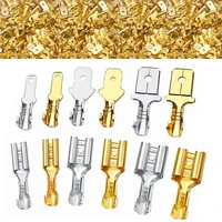 100 ชิ้น/ล็อต 2.8/4.8/6.3 มม.หญิงและชาย CRIMP TERMINAL ทองเหลืองรถลําโพงไฟฟ้าตัวเชื่อมต่อสายไฟและฉนวน Sheath 1